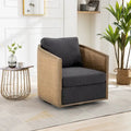Sillón giratorio tipo barril de ratán negro carbón, 1 asiento