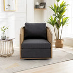 Sillón giratorio tipo barril de ratán negro carbón, 1 asiento