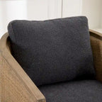 Sillón giratorio tipo barril de ratán negro carbón, 1 asiento