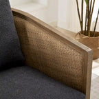 Sillón giratorio tipo barril de ratán negro carbón, 1 asiento