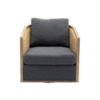 Sillón giratorio tipo barril de ratán negro carbón, 1 asiento