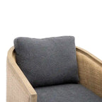 Sillón giratorio tipo barril de ratán negro carbón, 1 asiento