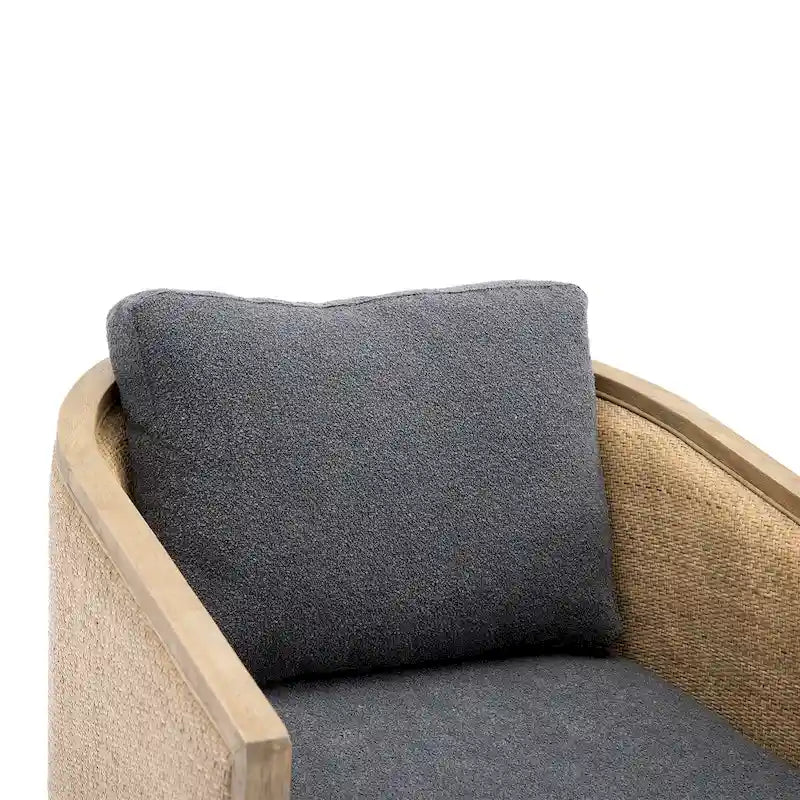 Sillón giratorio tipo barril de ratán negro carbón, 1 asiento