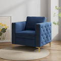 Sillón Acentual de Terciopelo con Patas de Metal Dorado, Asiento Individual – Azul Marino / Negro / Beige / Caqui