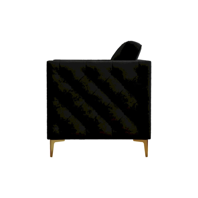 Sillón Acentual de Terciopelo con Patas de Metal Dorado, Asiento Individual – Azul Marino / Negro / Beige / Caqui