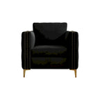 Sillón Acentual de Terciopelo con Patas de Metal Dorado, Asiento Individual – Azul Marino / Negro / Beige / Caqui