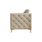 Sillón Acentual de Terciopelo con Patas de Metal Dorado, Asiento Individual – Azul Marino / Negro / Beige / Caqui