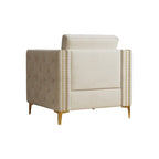 Sillón Acentual de Terciopelo con Patas de Metal Dorado, Asiento Individual – Azul Marino / Negro / Beige / Caqui