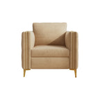 Sillón Acentual de Terciopelo con Patas de Metal Dorado, Asiento Individual – Azul Marino / Negro / Beige / Caqui