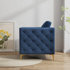 Sillón Acentual de Terciopelo con Patas de Metal Dorado, Asiento Individual – Azul Marino / Negro / Beige / Caqui