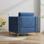 Sillón Acentual de Terciopelo con Patas de Metal Dorado, Asiento Individual – Azul Marino / Negro / Beige / Caqui