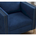 Sillón Acentual de Terciopelo con Patas de Metal Dorado, Asiento Individual – Azul Marino / Negro / Beige / Caqui