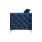 Sillón Acentual de Terciopelo con Patas de Metal Dorado, Asiento Individual – Azul Marino / Negro / Beige / Caqui