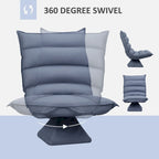 Sillón de suelo giratorio de microfibra gris, respaldo ajustable, asiento individual