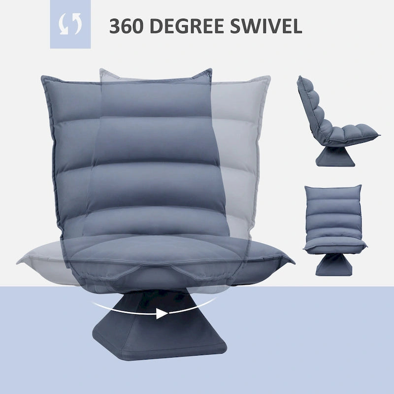 Sillón de suelo giratorio de microfibra gris, respaldo ajustable, asiento individual