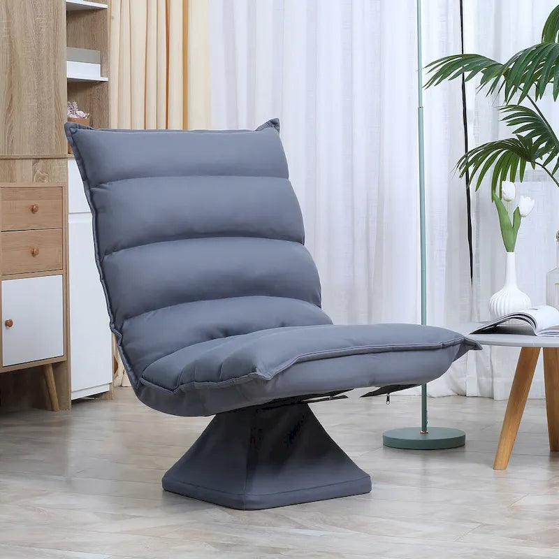 Sillón de suelo giratorio de microfibra gris, respaldo ajustable, asiento individual