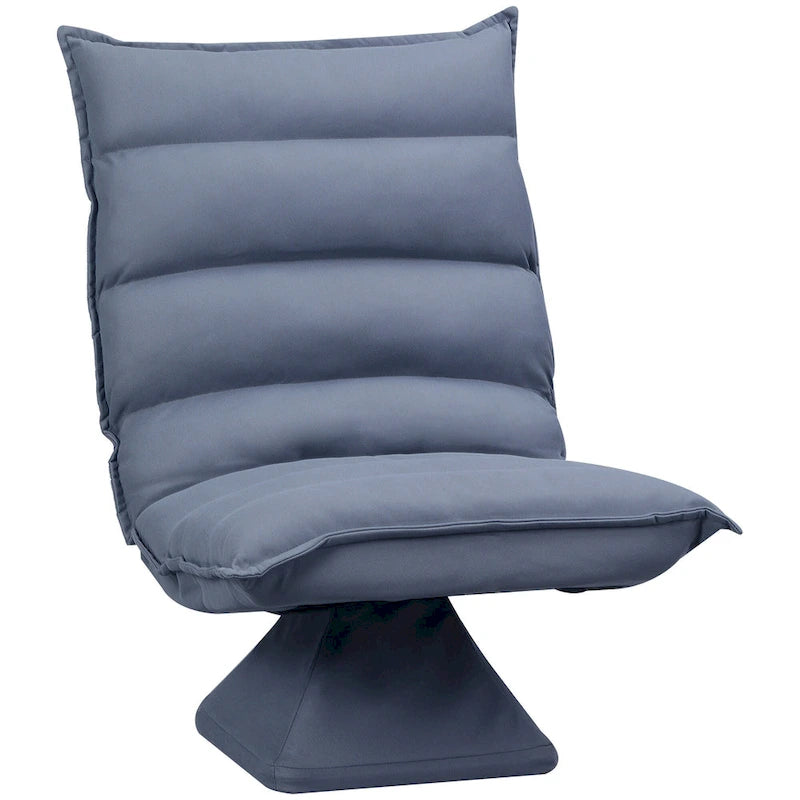 Sillón de suelo giratorio de microfibra gris, respaldo ajustable, asiento individual