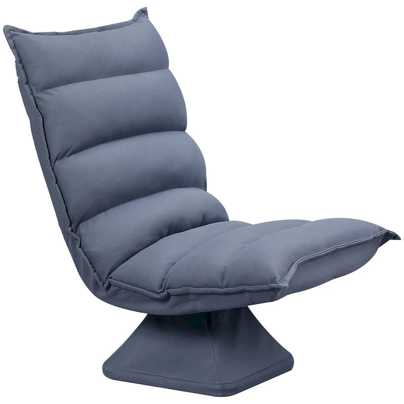 Sillón de suelo giratorio de microfibra gris, respaldo ajustable, asiento individual