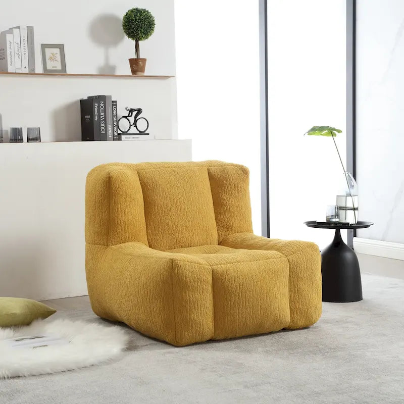 Sillón tapizado en terciopelo con otomana – Asiento individual, 6 colores