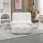 Sillón tapizado en terciopelo con otomana – Asiento individual, 6 colores