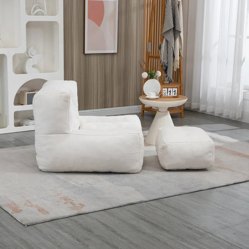 Sillón tapizado en terciopelo con otomana – Asiento individual, 6 colores