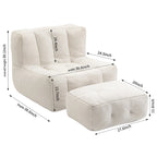 Sillón tapizado en terciopelo con otomana – Asiento individual, 6 colores