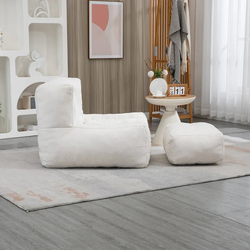 Sillón tapizado en terciopelo con otomana – Asiento individual, 6 colores
