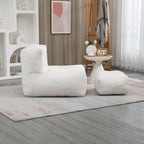 Sillón tapizado en terciopelo con otomana – Asiento individual, 6 colores