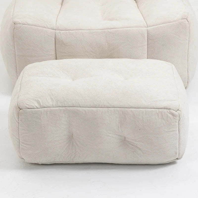 Sillón tapizado en terciopelo con otomana – Asiento individual, 6 colores