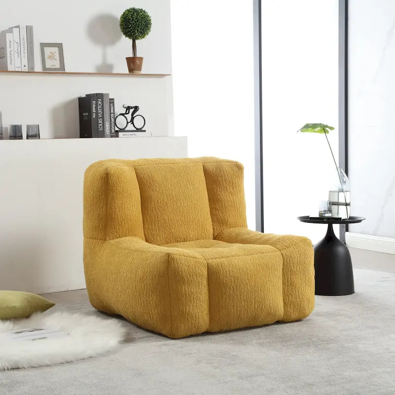 Sillón tapizado en terciopelo con otomana – Asiento individual, 6 colores