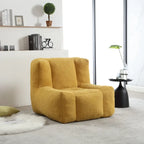 Sillón tapizado en terciopelo con otomana – Asiento individual, 6 colores