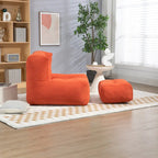 Sillón tapizado en terciopelo con otomana – Asiento individual, 6 colores