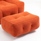 Sillón tapizado en terciopelo con otomana – Asiento individual, 6 colores