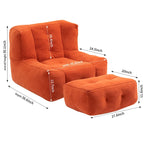 Sillón tapizado en terciopelo con otomana – Asiento individual, 6 colores