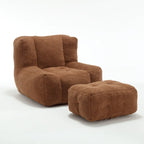 Sillón tapizado en terciopelo con otomana – Asiento individual, 6 colores