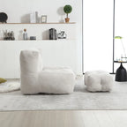 Sillón tapizado en terciopelo con otomana – Asiento individual, 6 colores