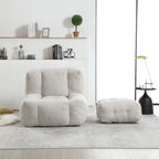 Sillón tapizado en terciopelo con otomana – Asiento individual, 6 colores