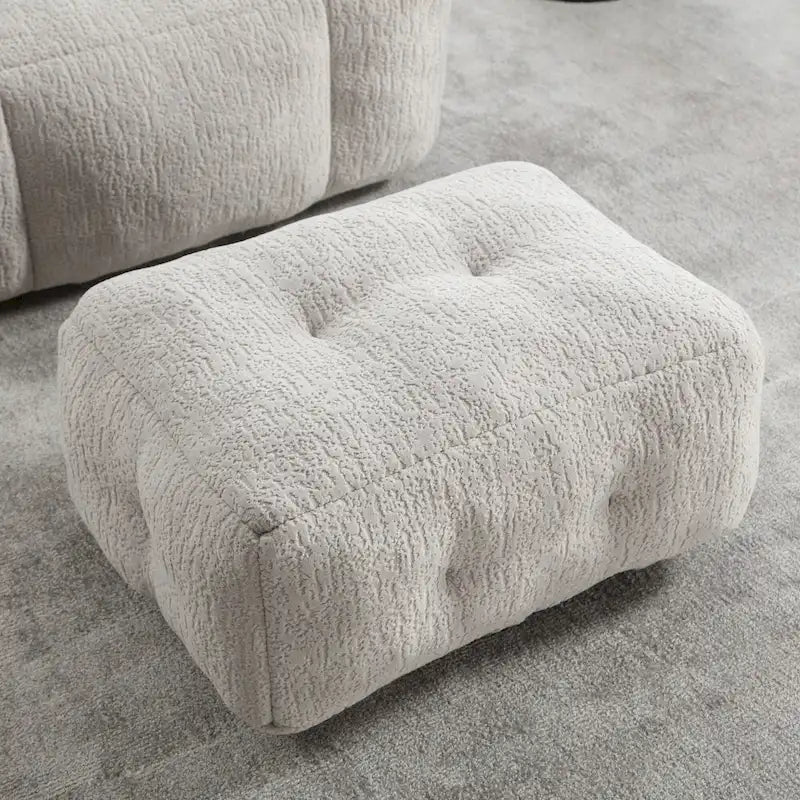 Sillón tapizado en terciopelo con otomana – Asiento individual, 6 colores