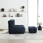 Sillón tapizado en terciopelo con otomana – Asiento individual, 6 colores