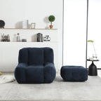 Sillón tapizado en terciopelo con otomana – Asiento individual, 6 colores