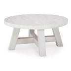 Mesa de centro redonda blanca antigua, patas rústicas, 40"