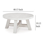 Mesa de centro redonda blanca antigua, patas rústicas, 40"