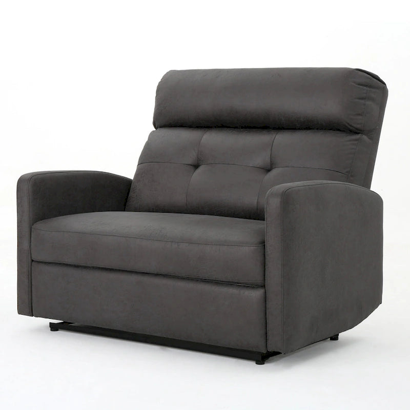 Sillón reclinable eléctrico gris pizarra, asiento ancho capitoné, individual