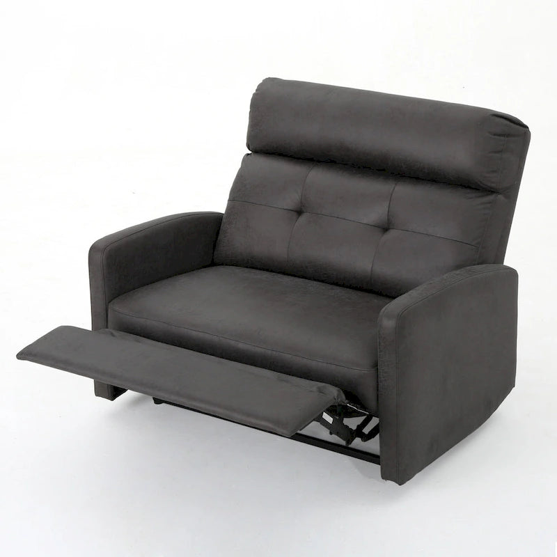 Sillón reclinable eléctrico gris pizarra, asiento ancho capitoné, individual