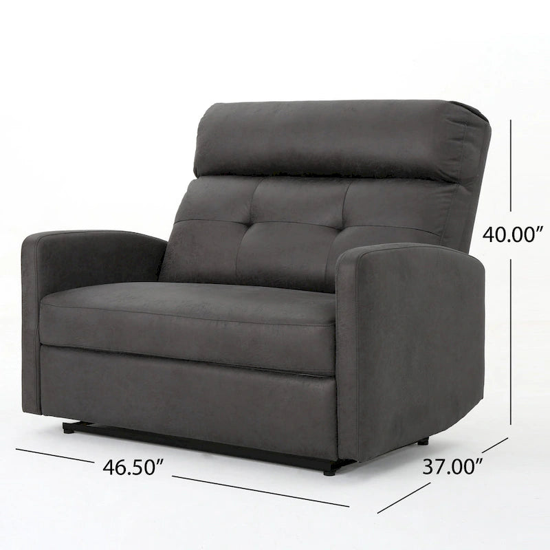 Sillón reclinable eléctrico gris pizarra, asiento ancho capitoné, individual