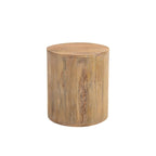 Mesa auxiliar redonda de madera maciza, color natural y marrón, individual, 16" x 18"