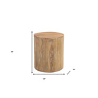 Mesa auxiliar redonda de madera maciza, color natural y marrón, individual, 16" x 18"