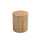 Mesa auxiliar redonda de madera maciza, color natural y marrón, individual, 16" x 18"