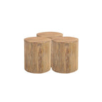 Mesa auxiliar redonda de madera maciza, color natural y marrón, individual, 16" x 18"
