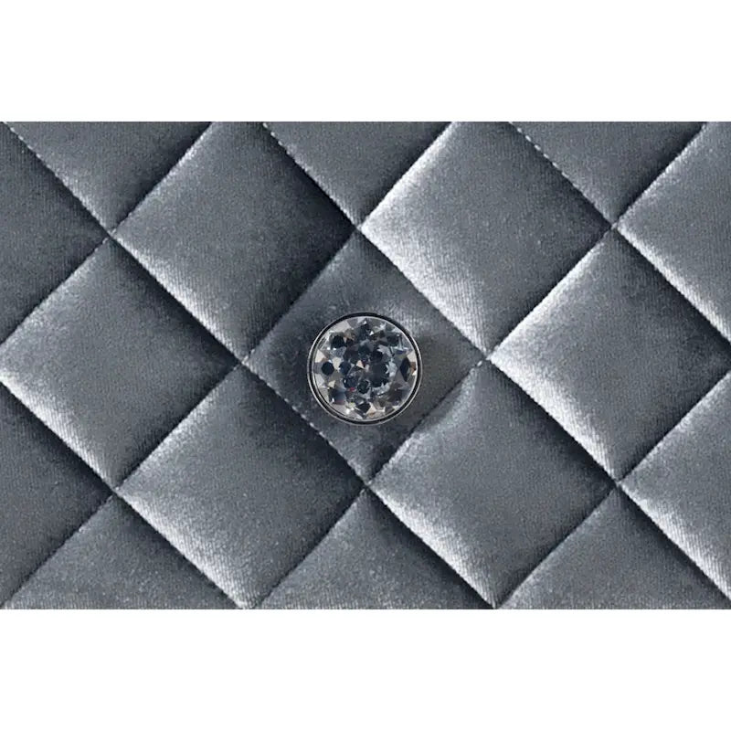 Mesita de noche Glam gris de 3 cajones con acabado de terciopelo, para 1